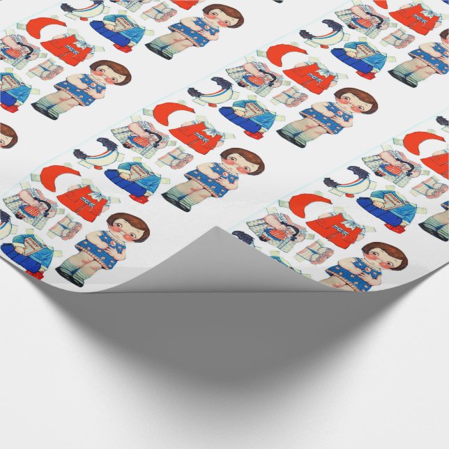 Vintage Art Paper Doll. Cute paper cutout doll. (Corner)