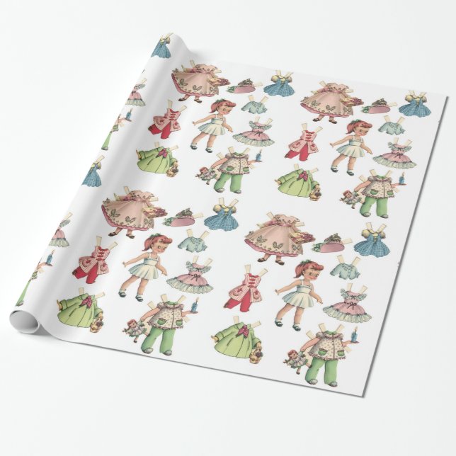 Vintage Art Paper Doll. Cute paper cutout doll. (Unrolled)