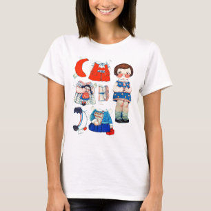 Vintage Art Paper Doll. Cute paper cutout doll. T-Shirt