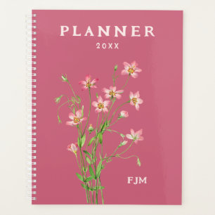 Vintage Art Pink Wildflowers Personalised Planner