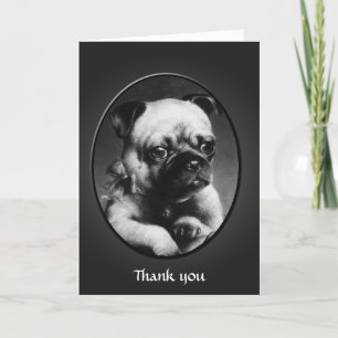 Vintage art Pug Puppy "thank you" Thank You Card