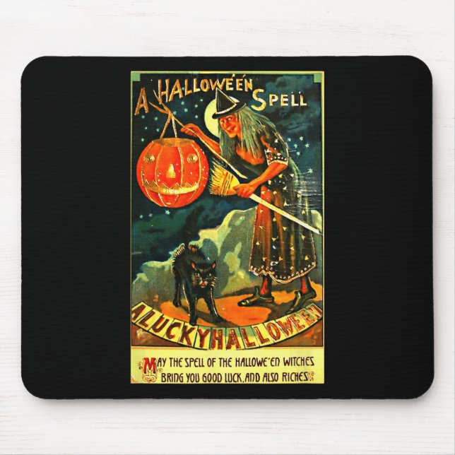 Vintage Art Retro Halloween Witch  Mouse Mat (Front)