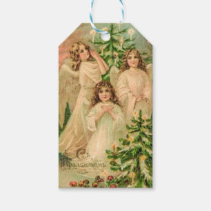 Vintage Art Russian Christmas Angels Gift Tags