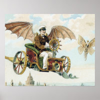 vintage art steam punk flying machines