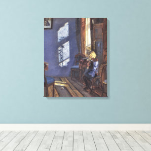 Vintage Art, Sunshine in the Blue Room by Ancher Canvas Print