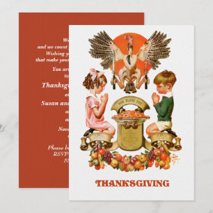 Vintage Art Thanksgiving Dinner Invitation