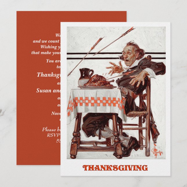Vintage Art Thanksgiving Dinner Invitation (Front/Back)