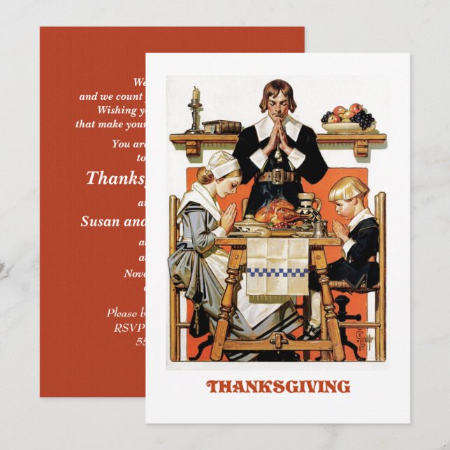 Vintage Art Thanksgiving Dinner Invitations (Front/Back)