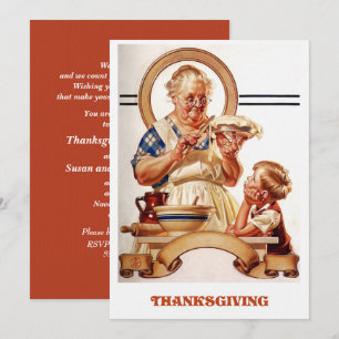 Vintage Art Thanksgiving Dinner Invitations