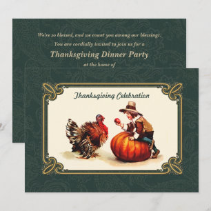 Vintage Art Thanksgiving Dinner Invitations