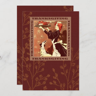 Vintage Art Thanksgiving Dinner Invitations