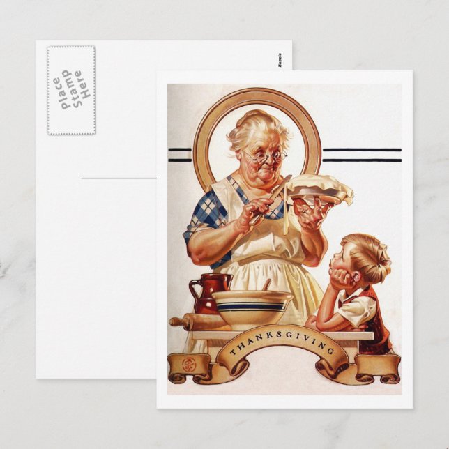 Vintage Art Thanksgiving Postcards (Front/Back)