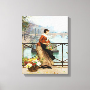 Vintage Art The Flower Lady Vendor Canvas Print