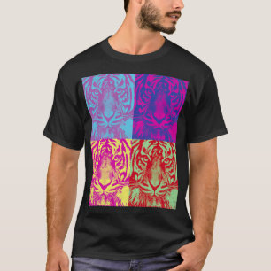Vintage Art Tiger Face Colour Block T-Shirt