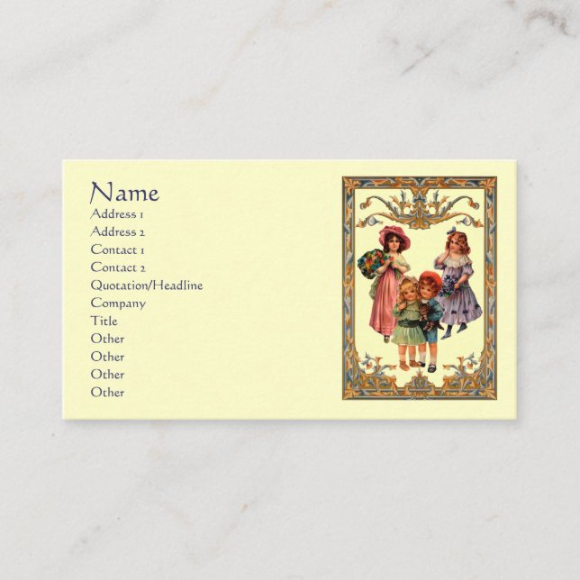 Vintage Art Victorian Children Business Card (Front)