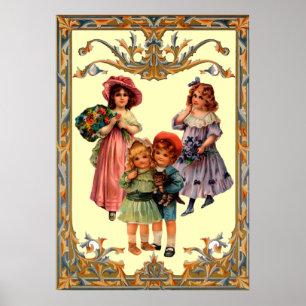 Vintage Art Victorian Children Poster Print