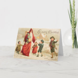 Vintage Art Victorian Christmas Santa Customise it Holiday Card