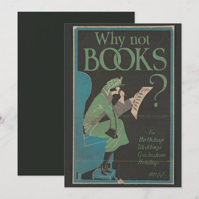 Vintage Art 'Why Not Books?' Birthday Card (Front/Back)