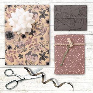 Vintage art William Morris Botanical Hummingbird  Wrapping Paper Sheet