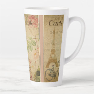 vintage art with collage of vintage images latte mug