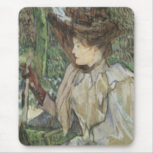 Vintage Art, Woman with Gloves by Toulouse Lautrec Mouse Mat