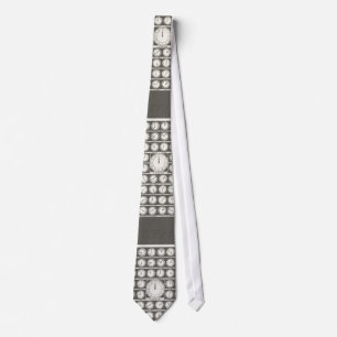 Vintage Art World Clocks tie- world time zones Tie