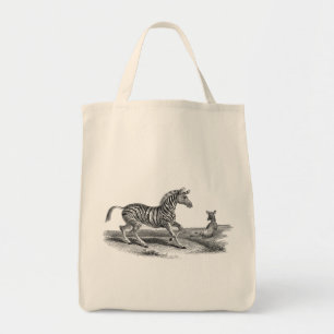 Vintage Art Zebra And Foal Animal Tote Bag
