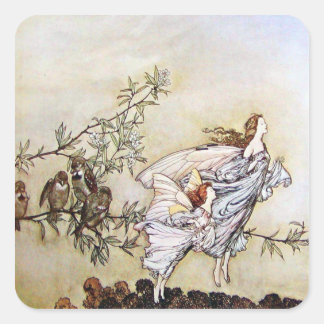 Vintage Arthur Rackham Fairies Square Sticker