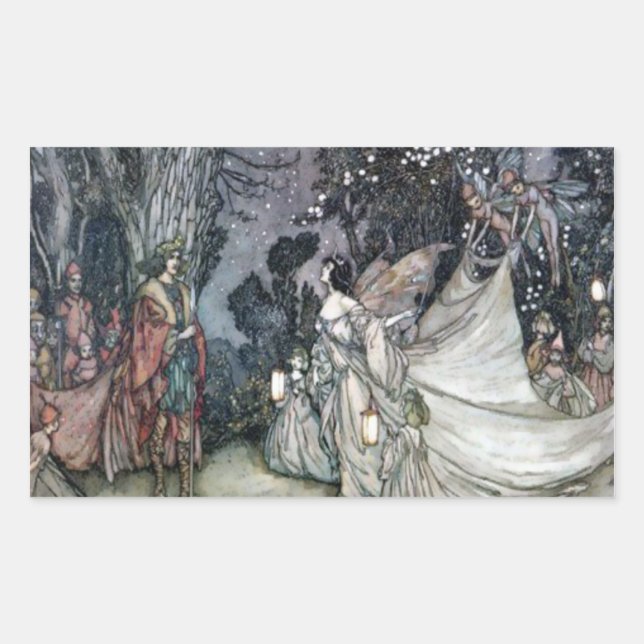 Vintage Arthur Rackham Titania and Oberon Sticker (Front)
