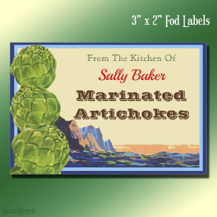 Vintage Artichokes Editable 3" x 2" Food Label