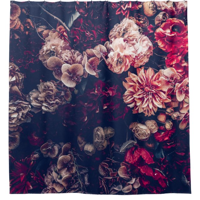 Vintage Artificial Flowers: Wall Background Shower Curtain (Front)