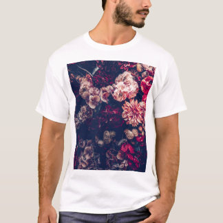 Vintage Artificial Flowers: Wall Background T-Shirt