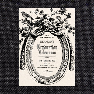 Vintage artistic botanical rustic graduation invitation