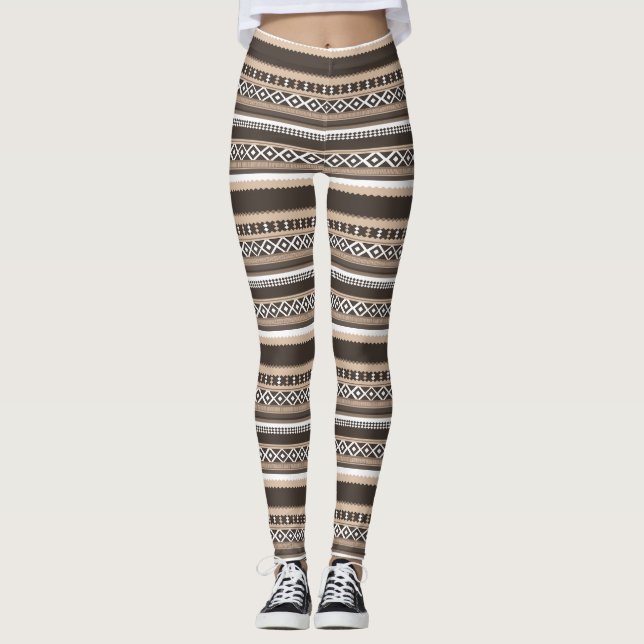 vintage artistic drawing pattern leggings (Front)