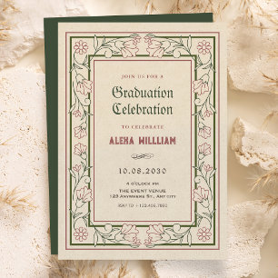 Vintage artistic florat art frame graduation invitation