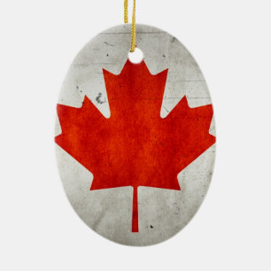 Vintage Artistic Grunge Canadian Flag Ceramic Tree Decoration
