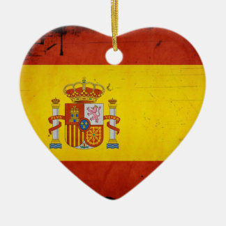 Vintage Artistic Grunge Spain Flag Ceramic Tree Decoration
