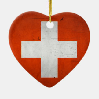 Vintage Artistic Grunge Switzerland Flag Ceramic Tree Decoration