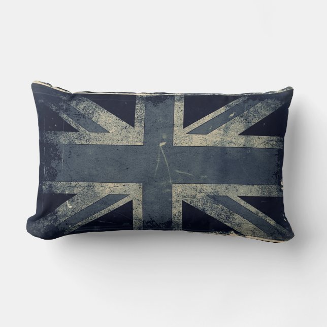 Vintage Artistic Grunge UK Flag Lumbar Cushion (Front)