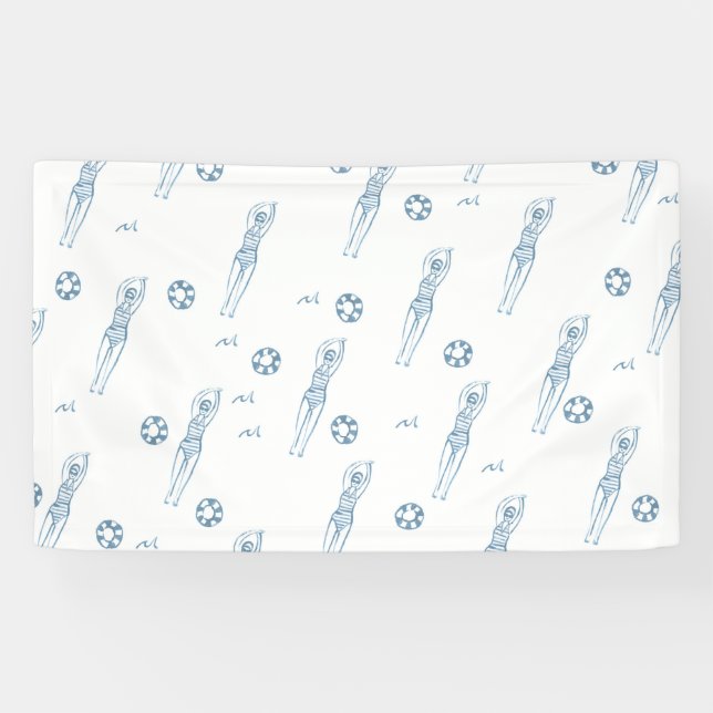 Vintage Artistic Snychro Swimming Team Girls  Banner (Horizontal)