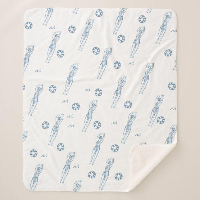 Vintage Artistic Snychro Swimming Team Pattern Sherpa Blanket (Front)