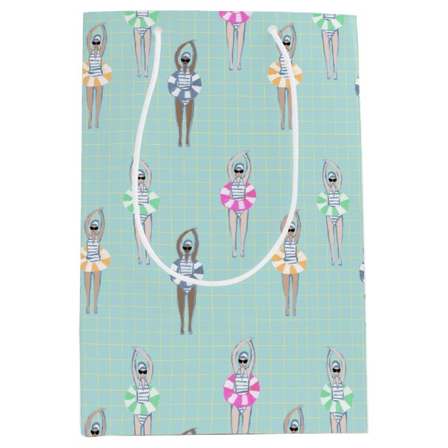 Vintage Artistic Swimmers Pool Medium Gift Bag (Front)