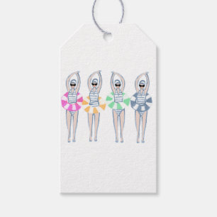 Vintage Artistic Swimming Swimmers Swim Ring Pool Gift Tags