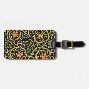 Vintage Arts and Crafts Floral Pattern Roycroft Luggage Tag