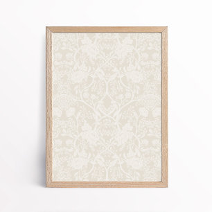 Vintage Arts and Crafts Style Peony Floral Poster