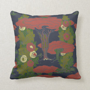 Vintage Arts And Crafts style Rose Bush Pattern Cushion