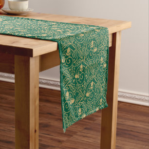 Vintage Arts & Crafts Acorns & Oak Leaves Pattern Short Table Runner