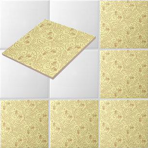 Vintage Arts & Crafts Acorns & Oak Leaves Pattern Tile