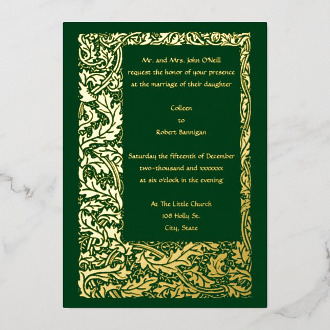 Vintage Arts & Crafts Foliage Border Wedding (Front)