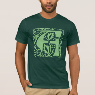 Vintage Arts Crafts Green William Morris Monogram T-Shirt